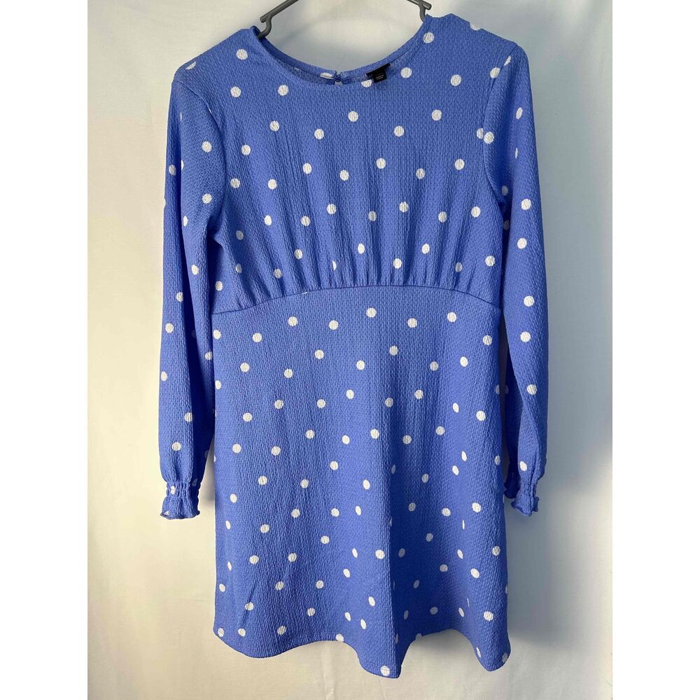 Art Class Girls Blue White Polka Dot‎ Long Sleeve Dress Large